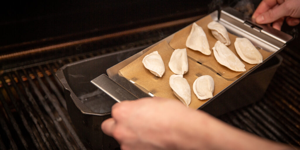 PorkDumpling_2 1200x600 Parchment prevents sticking.